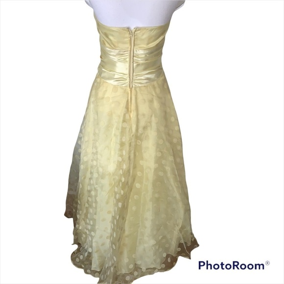 Masquerade Prom Dress, Yellow Tulle w/Polka Dots, sz 5/6 - Picture 7 of 11